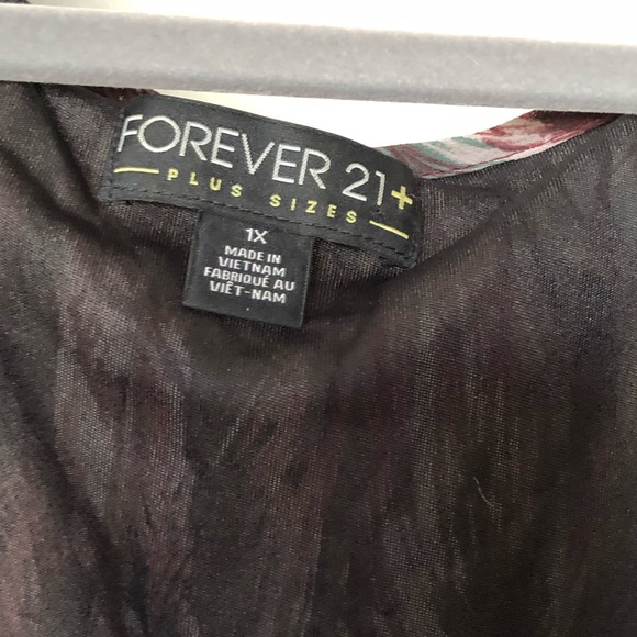 Forever 21 Plus Size Feather Print Ruffle Sleeve Dress 1X - Picture 6 of 12